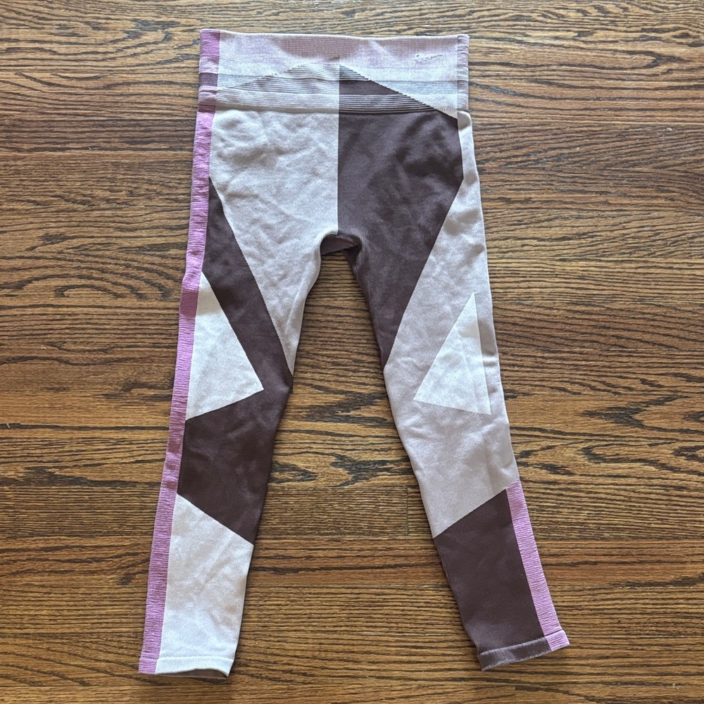 Nike Seamless Tights Sculpt Lux Icon Clash 7/8, Size Large, Brown & Pink